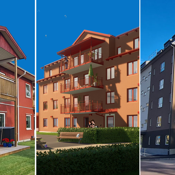 Tre färdiga projekt med resultatet av 110 nya lägenheter